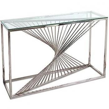 Mesa de Apoyo Inox Vittoria 120 cm – Estructura de Acero y Cristal 8 mm