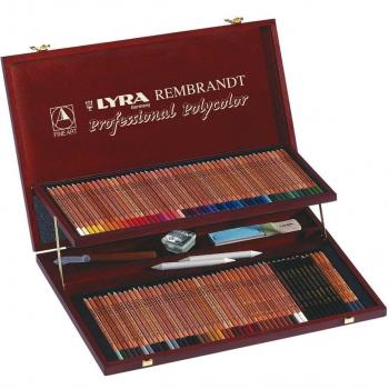 Lápices de colores Lyra Rembrandt Polycolor estuche madera 68 colores + lápices especiales + goma + cuchilla