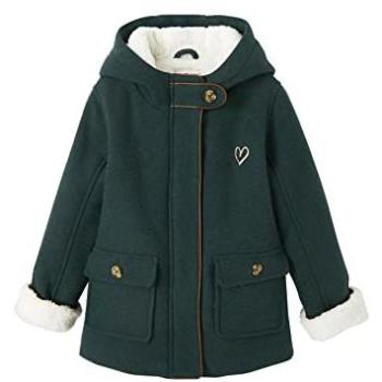 Chapeau Manteau Fille VERTBAUDET Sherpa Doublé Vert Nuit