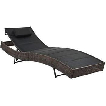 Chaise longue en textilène et résine tressée marron