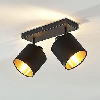 Plafonnier Tissu 'Vasilia' à intensité variable en Noir
