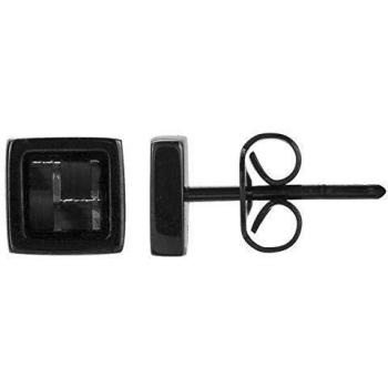 Boucles d’oreilles Phebus Him clous acier 316L carbone noir brillant