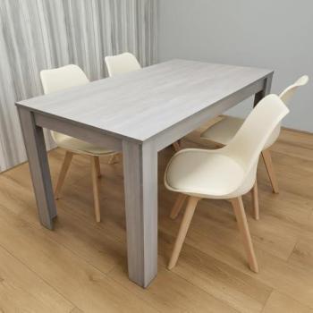 Kosy Koala Grey Dining Table & Chair Set – 4 Cream Chairs