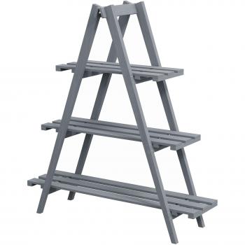 Estante Plegable para Plantas de Madera con 3 Niveles 100x36x112 cm Gris