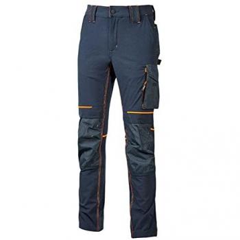 Pantalón de trabajo U-Power Atom Deep Blue Naranja Talla M, tejido stretch, modelo PE145DB-M, gama Performance