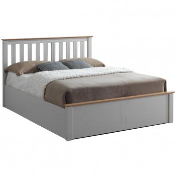 Pearl Grey 5‑Ft Kingsize Birlea Ottoman Bed – Oak Finish