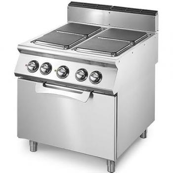 Cuisinière multi‑plaques 4 x fonte Virtus, four statique GN 2/1