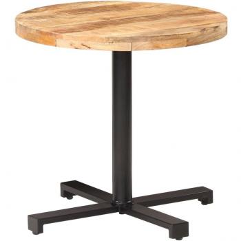 Bistro round table 80×75 cm, bois de manguier brut