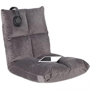 Chaise de relaxation Relaxdays, coussin de sol, 6 positions, HLP 58x50x55 cm, gris