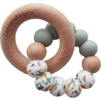 Silicone-Wood Teething Ring, Sage & Cream Edition