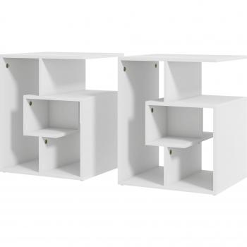 HOMCOM White 3-Tier Side Table Set