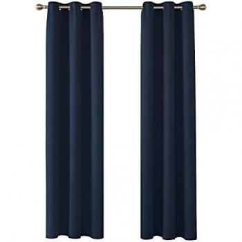 Deconovo Navy Blue Blackout Curtains 42 x 90 Inch 2 Panels