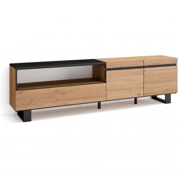 Mueble TV Skraut Home Diseño Roble y Negro
