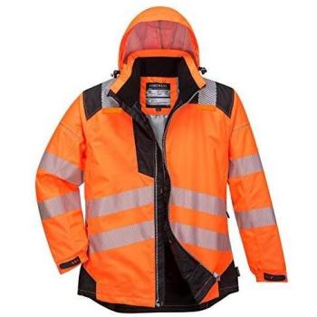 Portwest PW3 Hi-Vis Winter Rain Jacket, Orange Black, XL