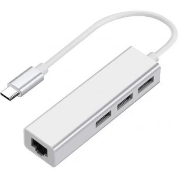 USB-C Multiport Adapter mit Ethernet und 3 USB-Hubs (Silber)