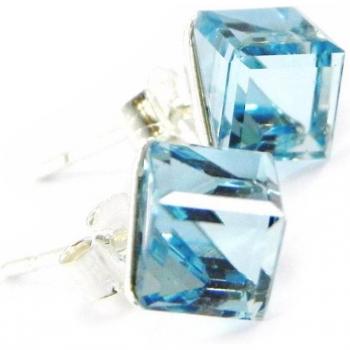 Pendientes 'Crystal Cubes' Turquesa en Plata 6 mm
