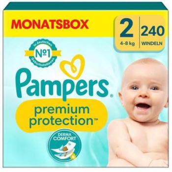 Pampers Couches Premium Protection New Baby Taille 2 Mini 4-8 Kg Pack Mensuel 1x240 Pièces
