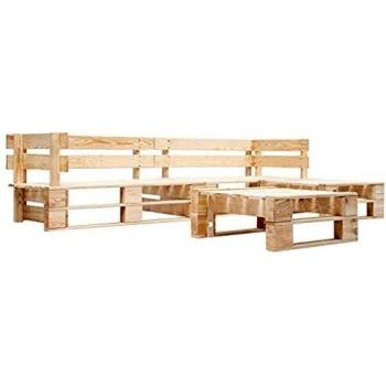 Set Divani da Giardino con Pallet 4 pz Naturale in Legno