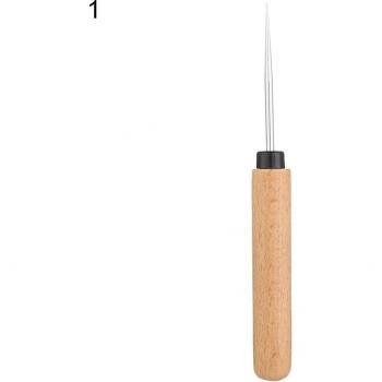 Punzón para Costura de Cuero de Alta Calidad, Mango de Madera y Punzón de Acero Inoxidable