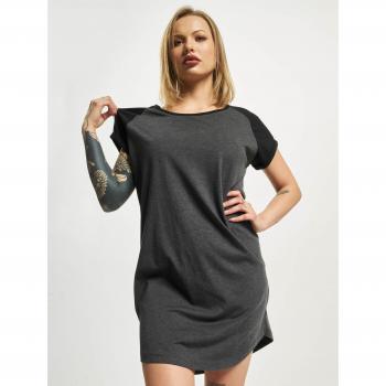 Urban Classics Damen Kontrast Raglan Tee Kleid in Schwarz/Grau Größe S