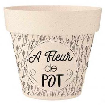 Cache-pot design bambou beige noir 17x15 cm