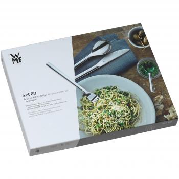 WMF Silk Tableware Set, 60 pieces, for 12 people, Monoblock Knives, Cromargan Matt Stainless Steel, Dishwasher Safe
