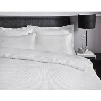 Catherine Lansfield Elegant White Satin Stripe Duvet Set, 300 Thread Count