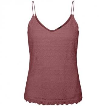 Vero Moda Damen Spaghetti-Top Honey mit Spitzenstruktur in Dunkelrot, Regular Fit Größe L