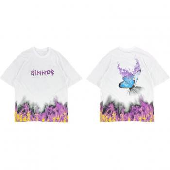 GONTHWID Harajuku Fire Flame T-Shirt