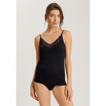 Hanro Unterhemd mit feinem Spindetail, Black, S