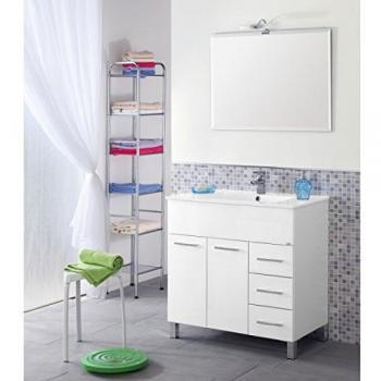 Mobiletto bagno Laccato Bianco Mondo un'anta tre cassetti 82x47x h85 cm