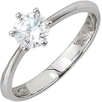 ZIRKONIA-Glitzer Ring für Frauen – 925 Sterlingsilber, Rhodiumbeschichtet, 1 Diamant, Gr. 54