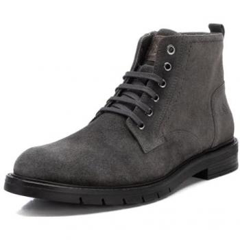 Botines de Hombre de Piel con Cierre de Cremallera, Color Gris, Talla 42