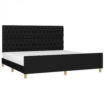 Cadre de lit tissu Noir 200x200 cm avec tête de lit