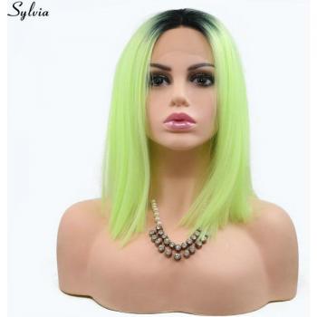 Sylvia High Temperature Green Bob Wig