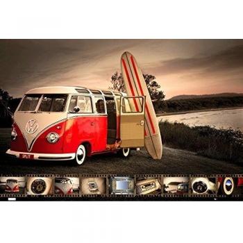 VW Kombi Surfboard Holzposter 65x3.5x3.5cm