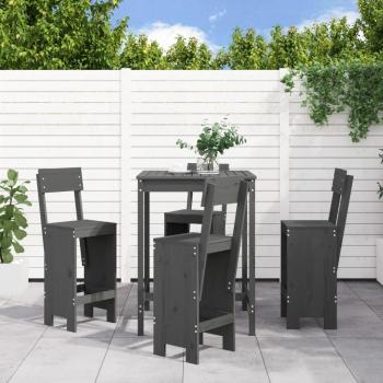 VidaXL 5 Piece Garden Bistro Set Grey Solid Wood Pine