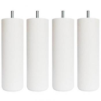 Lot de 4 pieds cylindriques blancs pour mobilier ø 6,2 cm h 24,5 cm