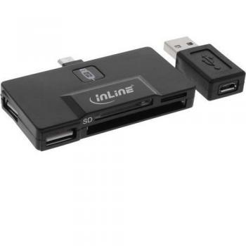 InLine® 66775b Hub Lettore Schede (CF, SD, MicroSD, 2 Porte USB)