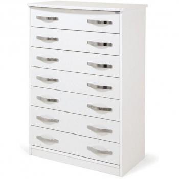 Cassettone Bianco Frassinato con 5 Cassetti di Legno Nobilitato 127x76x41 cm