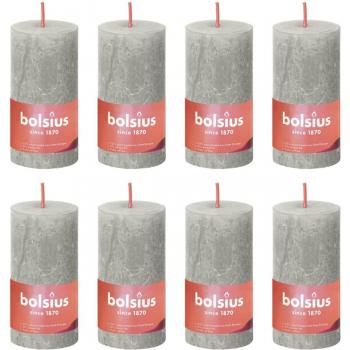 Bolsius Shine Velas Rústicas 8 Piezas 100x50 mm Color Gris