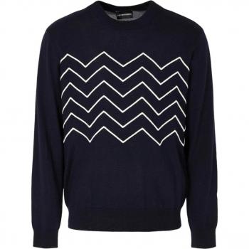 Herren Pullover von Emporio Armani, Rundhals, Blau, L