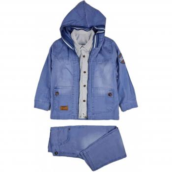 Camicia da gioco a manica corta con cappuccio per bambini, 8 anni, lino blu cielo