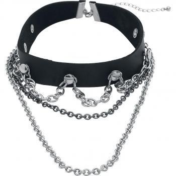 Gothicana EMP – Choker gothique en chaîne noire/argent pour dames