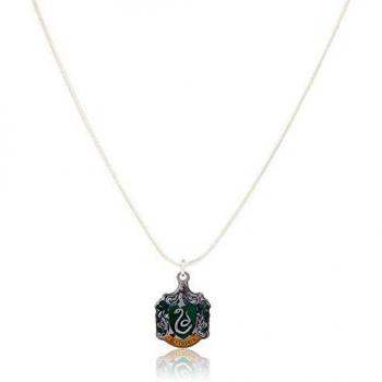 Collana ufficialmente autorizzata con ciondolo stemma Slytherin placcato d'argento di Harry Potter