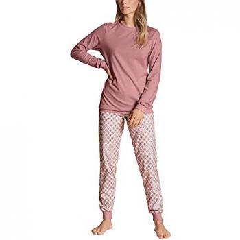 CALIDA Lovely Nights Pyjama für Damen, mit Rippbündchen, Rosa, Medium