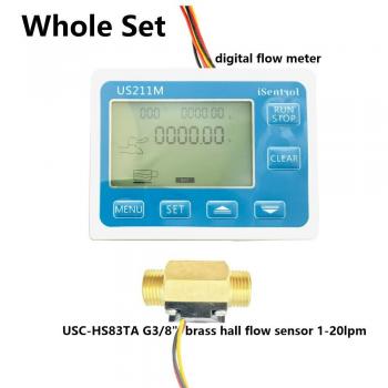 US211M Digital Totalizer Flow Meter with USC-HS83TA Brass Flow Meter 1-20L/min