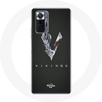 Fodera Xiaomi Redmi Note 10 Pro Serie Vikings Stagione 6 Logo V Spada Grigia Su Sfondo Nero