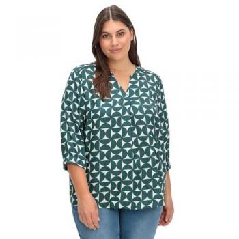 Sheego Tunika im Casual-Stil mit Grafikprint, tiefgrün