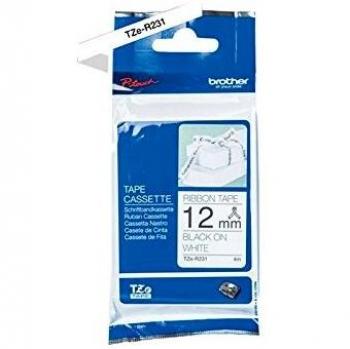 Brother Textilband TZe-R231 weiß/schwarz 12mmx4m, Thermo-Transferdruck BRANDNEU